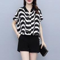 여성큰옷 빅사이즈 쉬폰블라우스 반팔 도트 땡땡이 7부 5XL 2XL XXL 의류 블랙 롱