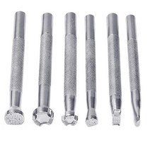 6pcs 가죽 스탬핑 도구 가죽 작업 안장 만들기 우표 세트 특별 한 모양 스탬프 펀치 세트 가죽 공예 도구, 은