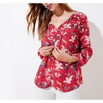 플로럴 프린트 타이 블라우스(Floral Tie Neck Blouse-리본 꽃프린트 여리여리 쉬폰)