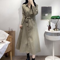 [3color/벨트set] 케이프 히든버튼 트렌치 벨트 셔츠 롱 원피스 데이트룩 하객룩 오피스룩 가을 간절기