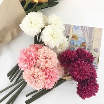 부카즈 폼폼 플라워 - 인테리어 소품 퐁퐁이 국화 조화 디퓨저용 민들레 꽃꽂이 재료 도매, 핑크믹스