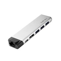 MINIX NEOC-DE 알루미늄 USB Type-C 허브 멀티포트 어댑터 기가비트 이더넷 LAN 4K HDMI 3.03 SD/Micro SD 카드 리더 USB-C 충전 애플 맥북, Silver MINIX