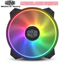 케이스 쿨러 쿨링팬 쿨러 마스터 MF200R ARGB 컴퓨터 케이스 댐핑 팬 CPU 수냉식 교체 PWM 20cm 5V 3, 01 5V3PIN ARGB_01 A-RGB