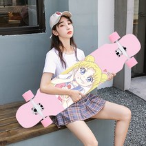 댄싱 롱보드 입문용 스케이트 보드 아름다운 소녀, 큰 선물 가방을 보내는 분홍색 미식가 소녀