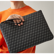 헤지스 패턴포인트 라지 남성 클러치백(블랙)