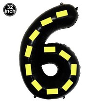 건설 2 번째 생일 32 인치 숫자 풍선 엔지니어링 테마 2 살 파티 용품 케이크 토퍼, as picture, 06 32inch 6