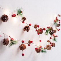 RYMD 크리스마스 레드 베리 솔방울 스트링 전구, 2m, 혼합 색상, 1개