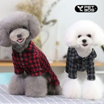 펫보스 강아지 애견 베이직 체크 올인원, 레드