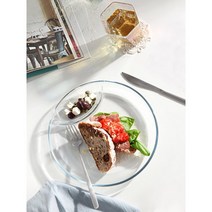 내열유리 2절 원형 나눔접시 트레이 서빙 플레이트 다과 만두 회 접시 주방 인테리어 소품