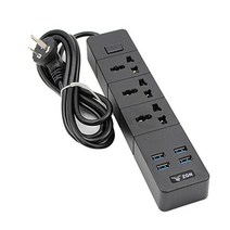 고전력 산업용 기관용스위치가있는 범용 전원 스트립 홈 전기 소켓 확장 3 콘센트 4USB 포트 EU 미국 CN 영, 03 EU, 01 white