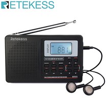 RETEKESS V111 풀 밴드 라디오 FM 스테레오/MW/SW DSP 월드 밴드 수신기 타이밍 알람 시계 포함 휴대용 라디오, 10KHz MW 튜닝