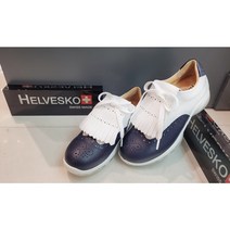 헬베스코 점여성골프화 22 S/S 화이트 배색 다크네이비 스파이크리스 (HE-2-87-NV08)