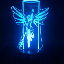 3D 홀로그램 팬 프로젝터 디스플레이 게임 overwatch 영웅 자비 3d 램프 원격, 블루투스 베이스