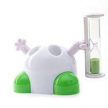 3분 모래시계 어린이양치 모래시계 칫솔꽂이 2p, 모래시계칫솔꽂이 그린