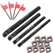 4 세트 7 8 10 12Mm Sclcr 선반 보링 바 선반 공구 홀더 선반 선반 기계 용 10Pcs Ccmt 0602 초경 인서트 블레이드, 검정