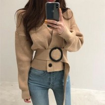 셀러허브 여성패션 [오노마] ONM F88411 슬림하고 세련된 벨트가디건 카디건 숏가디건