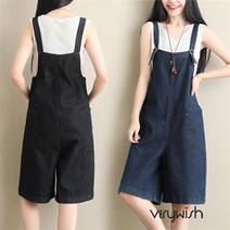 뉴욕멋쟁이 [당일발송] 마끄 여성 멜빵 데님반바지