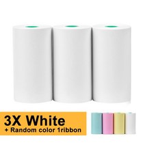 감열지 3 롤 흰색 프린터 리본 57mm x 30mm 열 스티커 용지 PeriPage A6 Paperang MEMOBIRD 유지 보수 15 년, [02] 3 Rolls White Plus 1