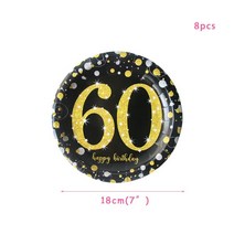 파티용품 30 40 50 60 년 성인 생일 파티 장식 골드 핑크 일회용 식기 30th 40th 50th 60th happy birthday party supplies, 60 7inch plate gold+as photo