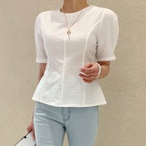 퍼니걸스 1955 퍼프 엠보싱 블라우스 여성의류