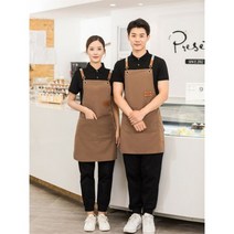 회사 남성 로고 방수 앞치마 케이터링 캐주얼 캐주얼실 SPA 뷰티 서버 턱받이 도구 포켓, Coffee_Without Logo