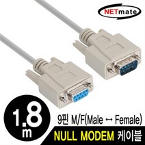 NETmate 9핀(M/F) NULL MODEM 케이블 1.8m/NMC-SFM18/DB9(M/F)/RS232/시리얼 통신용 Rx Tx, 단일 모델명/품번