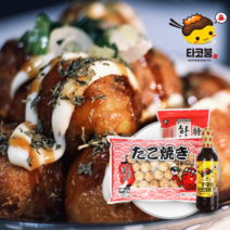 타코붐 타코야끼 50알(1kg) 소스 가쓰오부시 재료포함 (냉동타코야끼+타코오리지널소스+가쓰오부시+파래) 세트