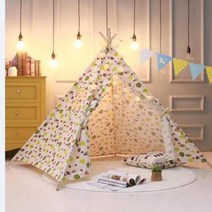 에어텐트 원터치 그늘막 감성 돔텐트 135m 큰 어린이 텐트 Wigwam 휴대용 인도 Tipi 실내 아기 놀이터 Foldable 작은 집 Teepee 룸 장식, Tent003-Flower+1.35M