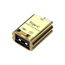 라온 CR-400C 메탈 C타입 USB OTG 젠더 마이크로SD 카드리더기, 골드