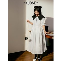 KUOSE 쿠오세 인형 칼라 원피스 여성 디자인 롱 스커트 2022 새로운 가을 랜턴 소매 셔츠