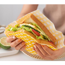 샌드위치 토스트 햄버거 와플 포장 50P, 옐로우 체크