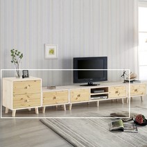 [인우드] 헤이시스 원목 원목 거실장 1단 풀세트, 색상:오크워시