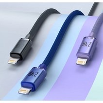 베이스어스 크리스탈 아이폰 케이블 온도 조절 고속 충전기 애플 아이팟 아이패드 2in1, 1.2m, 블랙