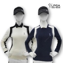 LPGA 골프웨어 여성 방풍 이중에리 니트 스웨터 L204KT608P