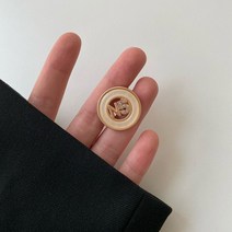 고급 명품 단추 리폼 럭셔리 디자이너 로고 라운드 금속, 18mm개, 골드 화이트  6개입
