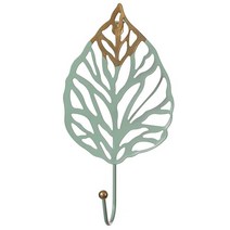 Fabulaxe 금속 장식 모던 벽걸이 후크 리프 디자인 싱글 프롱 행거 천공 타원형 잎, Perforated Oval Leaf