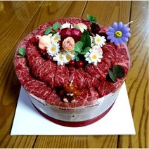 특이한 한돈 고기 케이크 와규등심 꽃갈비살 삼겹살 케익 1개, 소고기케익1.5kg(BEST)