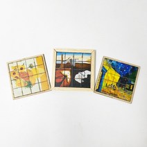 5종 명화 우드 타일 티코스터 만들기 DIY 키트, 고흐의 카페테라스