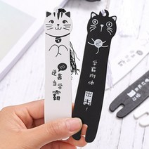 귀여운 고양이 책갈피 홀더 끈달린 클립 나무 북마크, 색상, 화이트