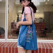 볼앤체인 자수 에코백 여행 가방 숄더백 대형사이즈 M L