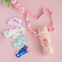 어린이 텀블러 꾸미기 세트 데코 스티커 물병 스트랩 목걸이 홀더 어깨끈, 화이트, 스페이스베어