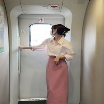 결혼식하객룩 부드러운 한국 드라마 착용 투피스 슈트 핑크 셔츠 드레스 이른 봄 2023 새로운 여성