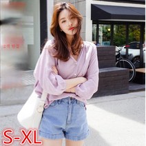한국판 연보라 리넨 느낌 셔츠