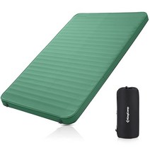 KingCamp 이중 자체 팽창 캠핑 슬리핑 패드 폼 에어 매트리스 R 가치: 24.6cm(9.5인치) 휴대용 7.6cm(3인치) 대형 두께 자체 공기 주입식 매트리스 2인용 커플, Green/ R Value 9.5