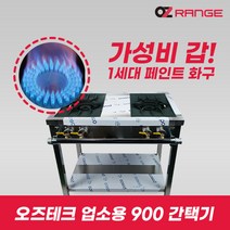 오즈테크 업소용 가스렌지 페인트 버너 가성비 화구 900 간택기 2구, LNG(도시가스)