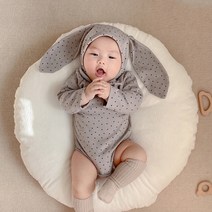 [당일발송] 아기 신생아 바다슈트 모자 세트 봄 가을 긴팔 옷 외출복 토끼 보넷 촬영의상