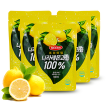 프리미엄 니라 레몬과즙 100% 140ml 파우치 무첨가 착즙 레몬원액 레몬즙, 5개