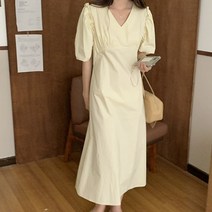 미미앤느 여성 브이넥 봄 컬러 프릴 데이트룩 모임룩 나들이룩 미디원피스 a2229