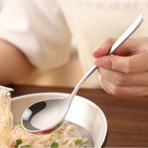 오목한 고급 스텐 우동 라면 국물 스푼 2size 일식 숟가락 수저, 17.5cm