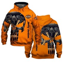 할리데이비슨 후드 집업 남자 오토바이 의류 옷 주황 2XL 3XL 구제 나시 간지 슈트 바이크 레이싱 빈티지 클래식 라이딩 빅사이즈